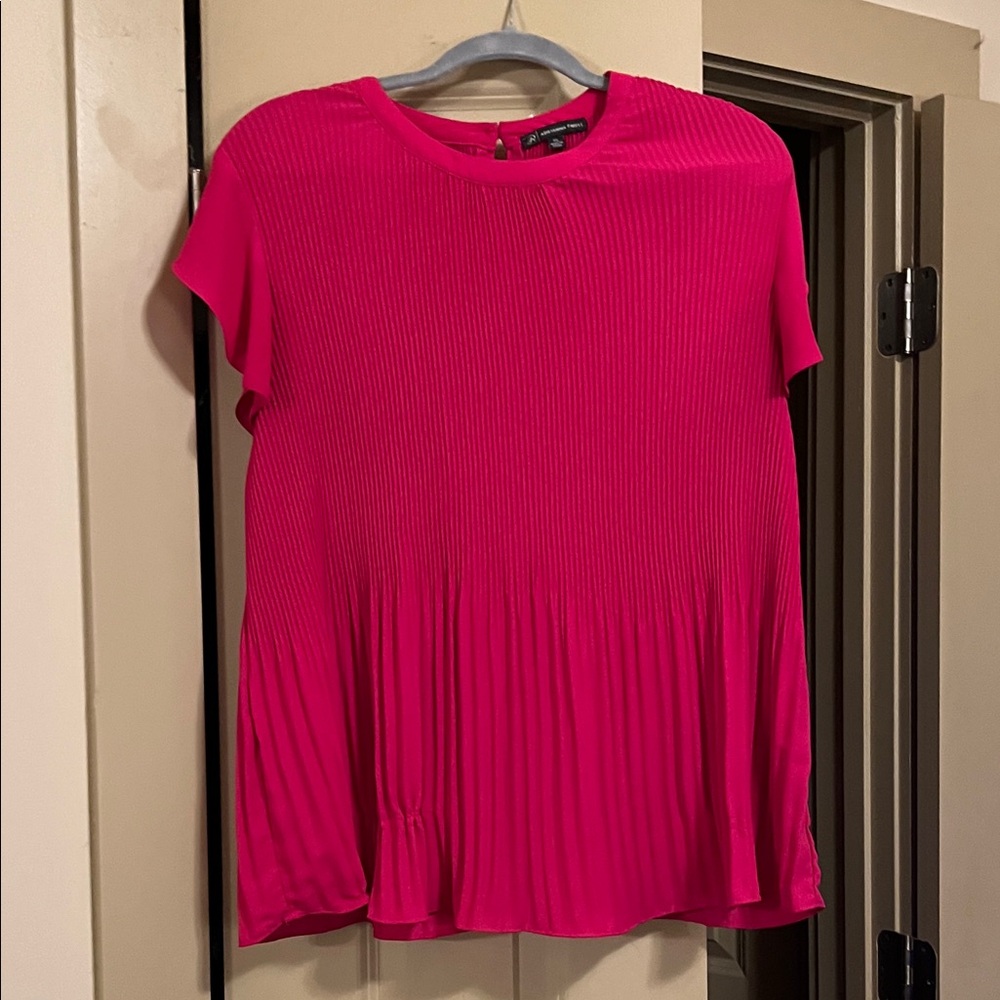 Adrianna Papell Vibrant Pink Pleated Blouse